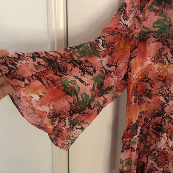 Rare IRO blouse Reopam 18S Floral Ruffle back open flowy top Sz 36 - Picture 4 of 12